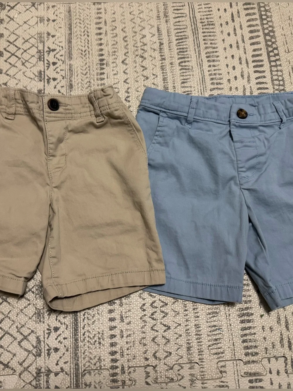 OshKosh B'gosh Khaki and Light Blue Kids Chino Shorts